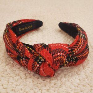 Plaid Red Knot Headband